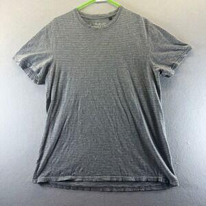 Copper & Oak Mens Grey Striped Short Sleeve Cotton T-Shirt Size Medium